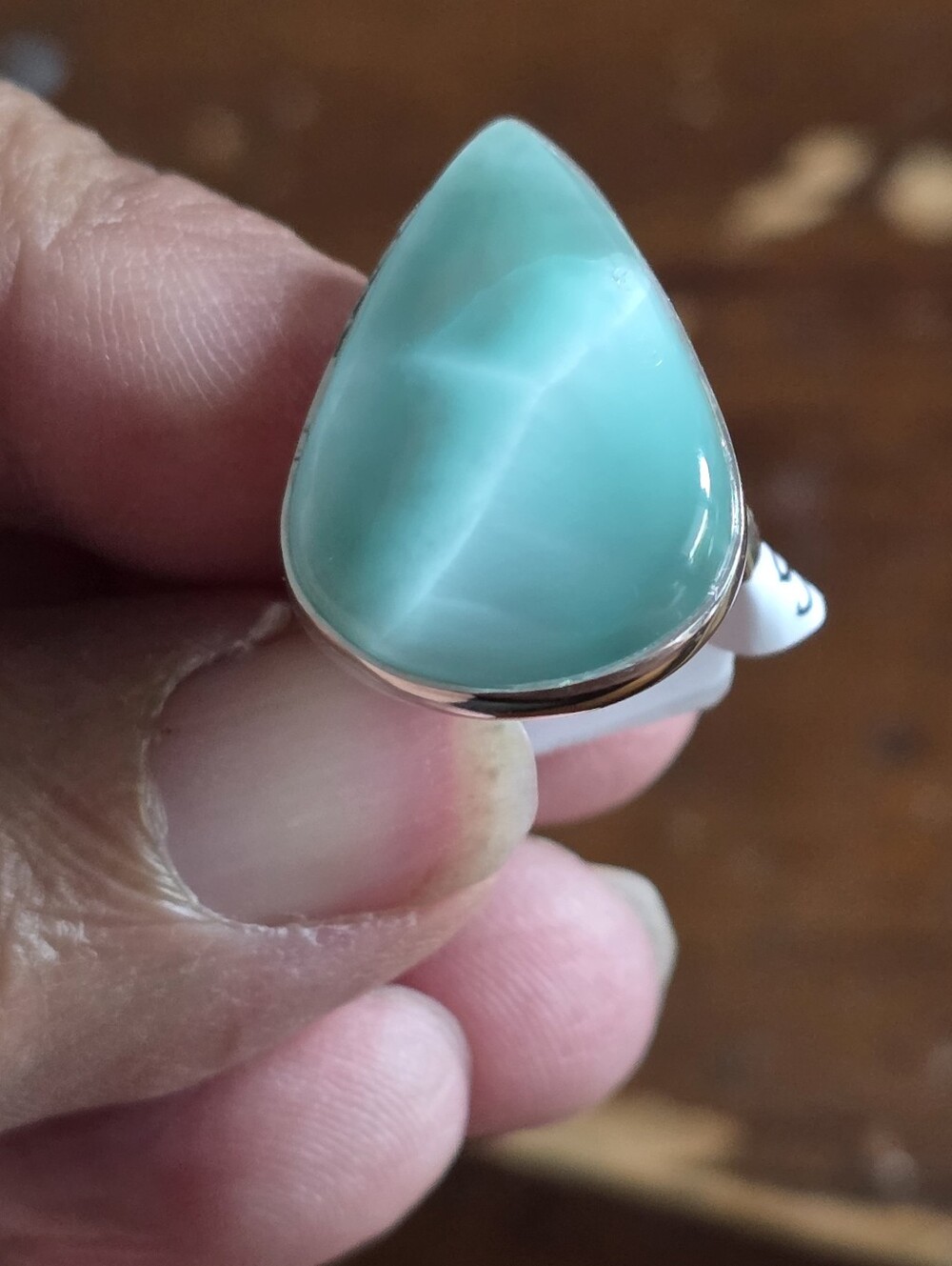 Hemimorfite Teardrop Stone Ring in Silver - Women's Jewelry